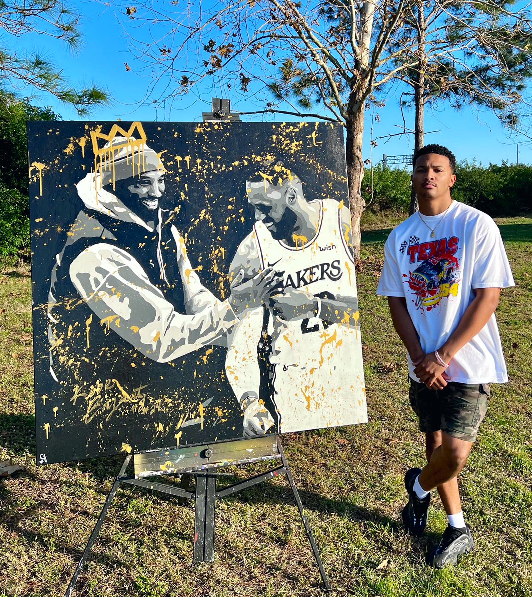 TheCJack's tweet photo. “KOBE &amp; BRON” @KingJames 

-48x48” original acrylic on canvas https://t.co/BZe9ShlWx9