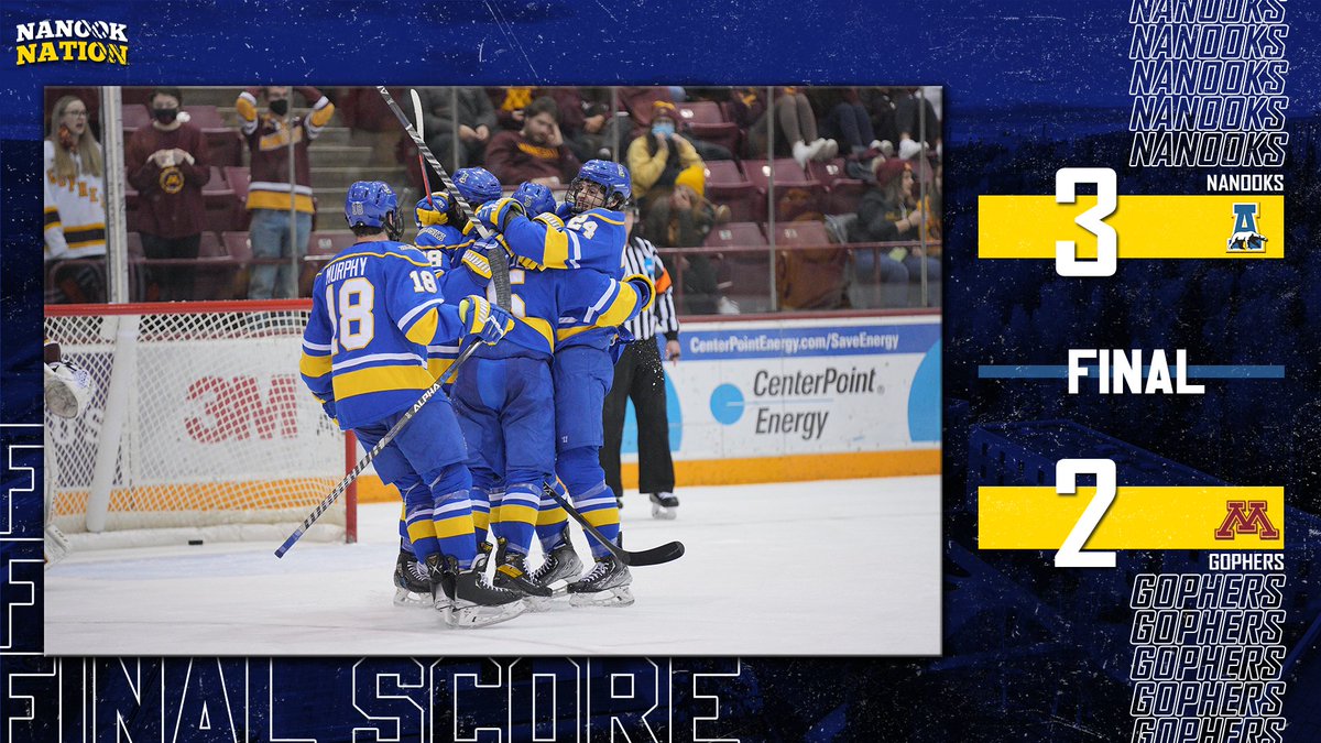 NanooksHockey's tweet photo. FINAL | THEY DO IT. NANOOKS TAKE DOWN THE GOPHERS! 

#NanookNation x #RuleTheNorth https://t.co/F94yKYaukh