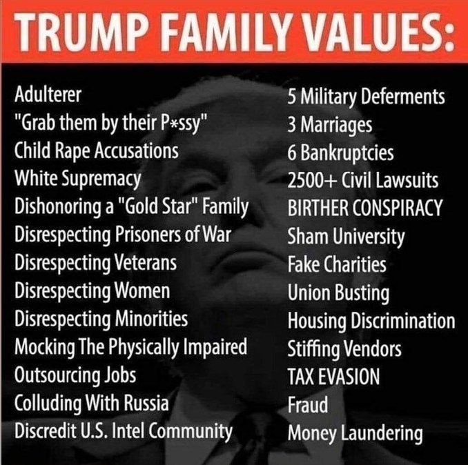 GoodGooblyDem's tweet photo. @susanbaze @edhenry @RepAndyBiggsAZ @RealAmVoice Your President is a lying racist sexist corrupt bully. #TrumpIsARacist #mexicansarerapists #hatianshaveaids #sholecountries #disloyaljews #CentralPark5 #trumpisarapist #teenpredator #teenpagents #grabthembytheP #taxevader #draftdodger #FakeChristian  #TrumpLiesEverytimeHeSpeaks https://t.co/ztY3gnVASk
