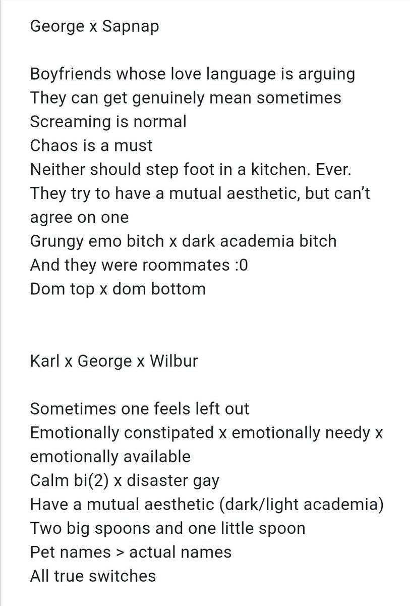 anonprompts's tweet photo. Name: ✨DB✨
Ship: varied
Tags: headcanons for ships
(1/2) https://t.co/sUdIbAyUMM