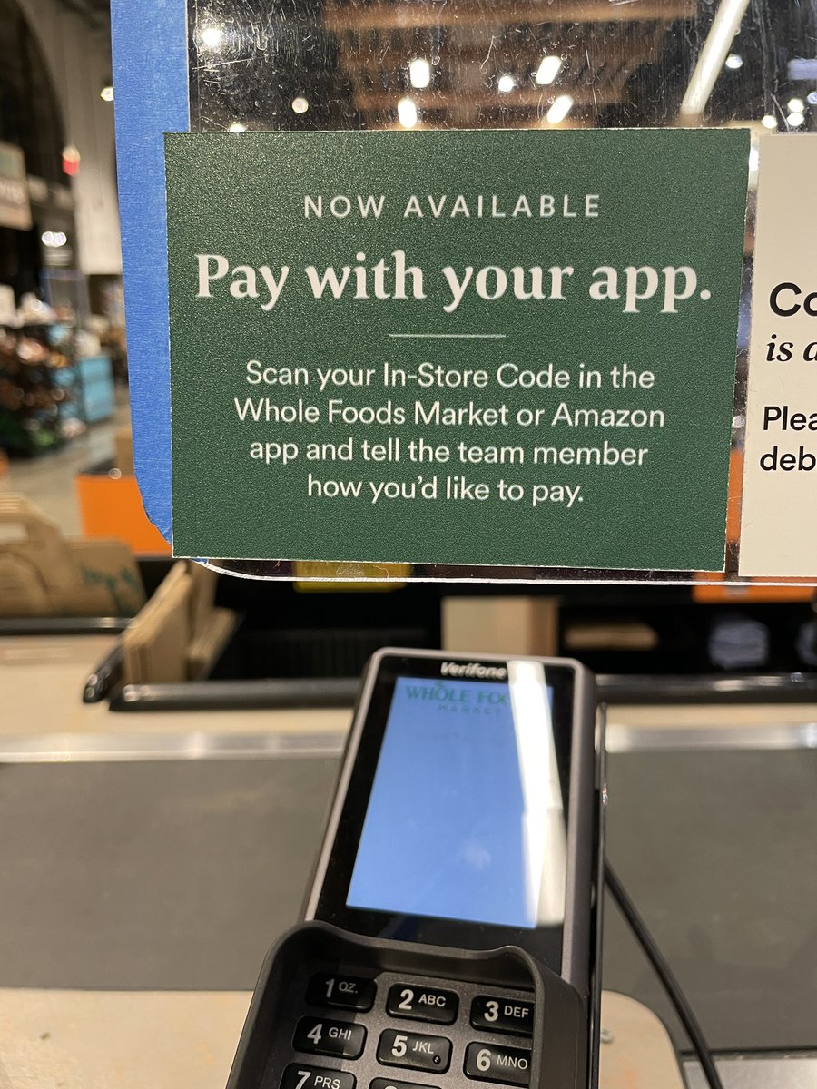 Simplifying #user #experience. Way to go!👍 For the first time tried to pay with the #Amazon App in #WholeFoods. So easy!