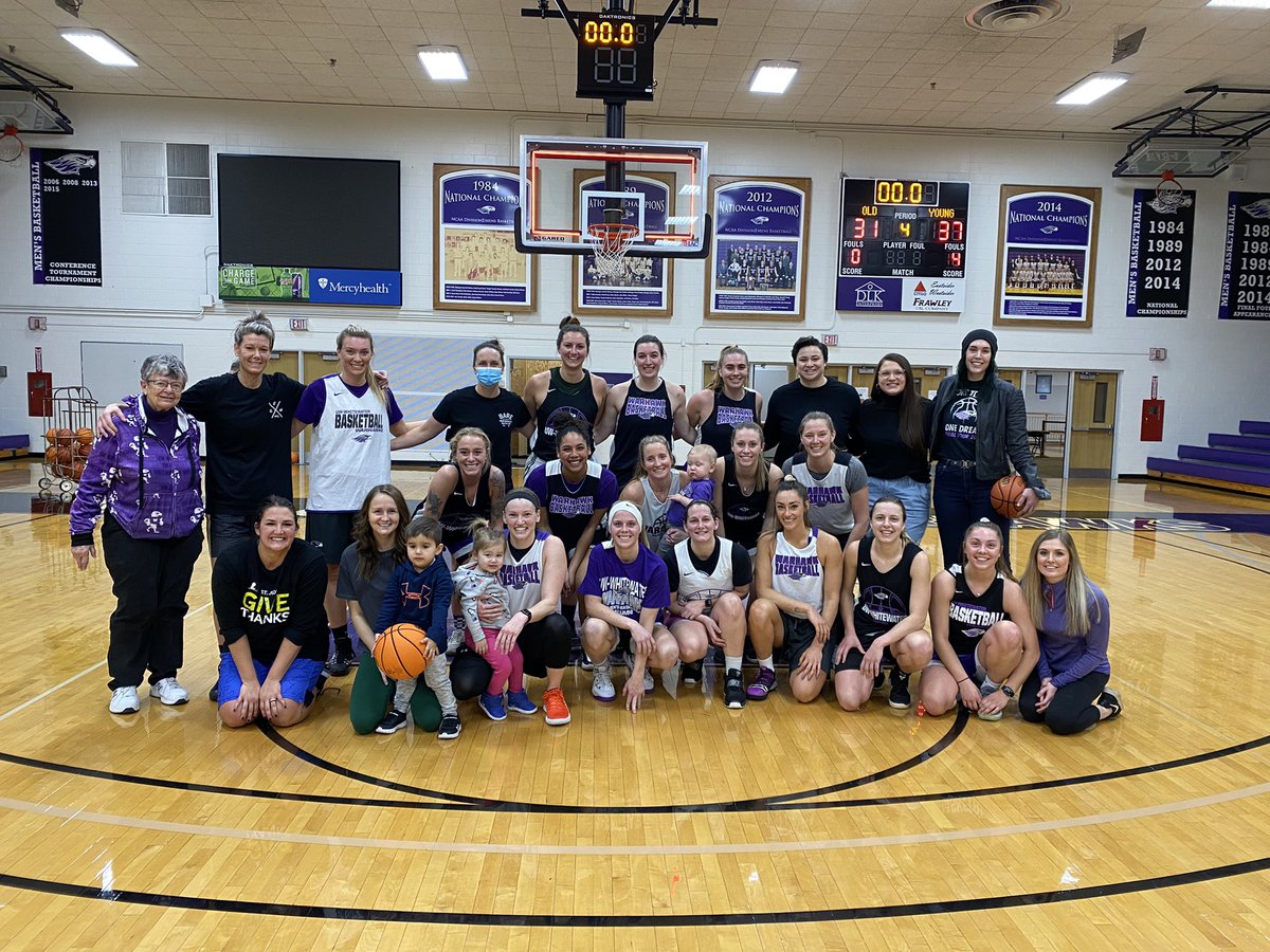 coachcarollo's tweet photo. Warhawks win today in honor of those who came before!!!  So proud to be the Coach for 20 years of great players and great tradition!  Forever Teammates Forever Family!!💜💜 @UWWWomensHoops @UWWAthletics https://t.co/P4DVFdF3w7