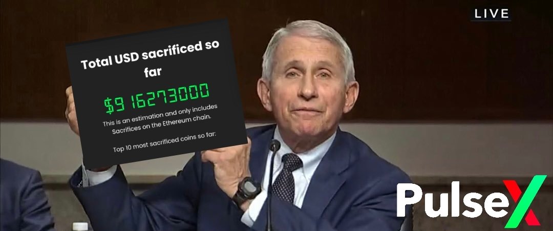 ThatboyZ1KK's tweet photo. Your weekly https://t.co/SakBzU65XW sacrifice update from Fouci. 
#PulseX #HEX #PulseChain https://t.co/93VdmlIkQ8