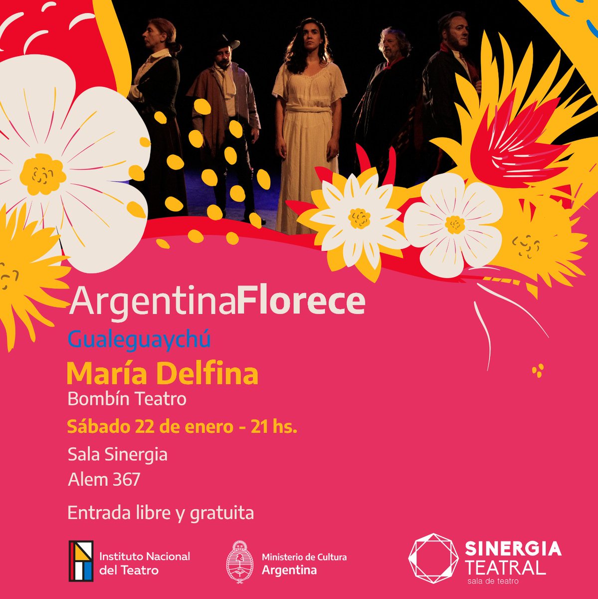 Próxima función de María Delfina, la obra. Sábado 22 de enero a las 21hs - Sala Sinergia Teatral - Gchú. dentro del marco del programa Argentina Florece Teatral, con entrada libre y gratuita. Los esperamos!
#mariadelfinalaobra
#argentinafloreceteatral
#bombinteatroproducciones