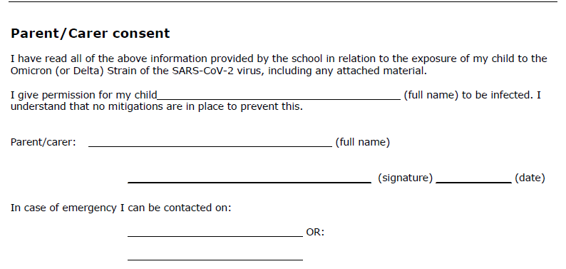 DrShaneRRR's tweet photo. Should we all be signing something like this prior to the return to school? Given almost none of the protections recommended by health experts are in place it would seem appropriate. https://t.co/cBuZivRuk5
