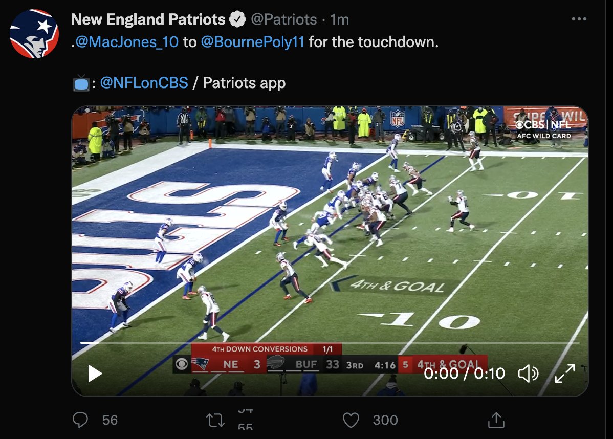 rodger's tweet photo. the Patriots just tweeted out a video of their first touchdown of the playoffs, then deleted it and tweeted out a shorter version that cuts off before their players notice that there's a dildo on the field https://t.co/t1XcGEgdBF