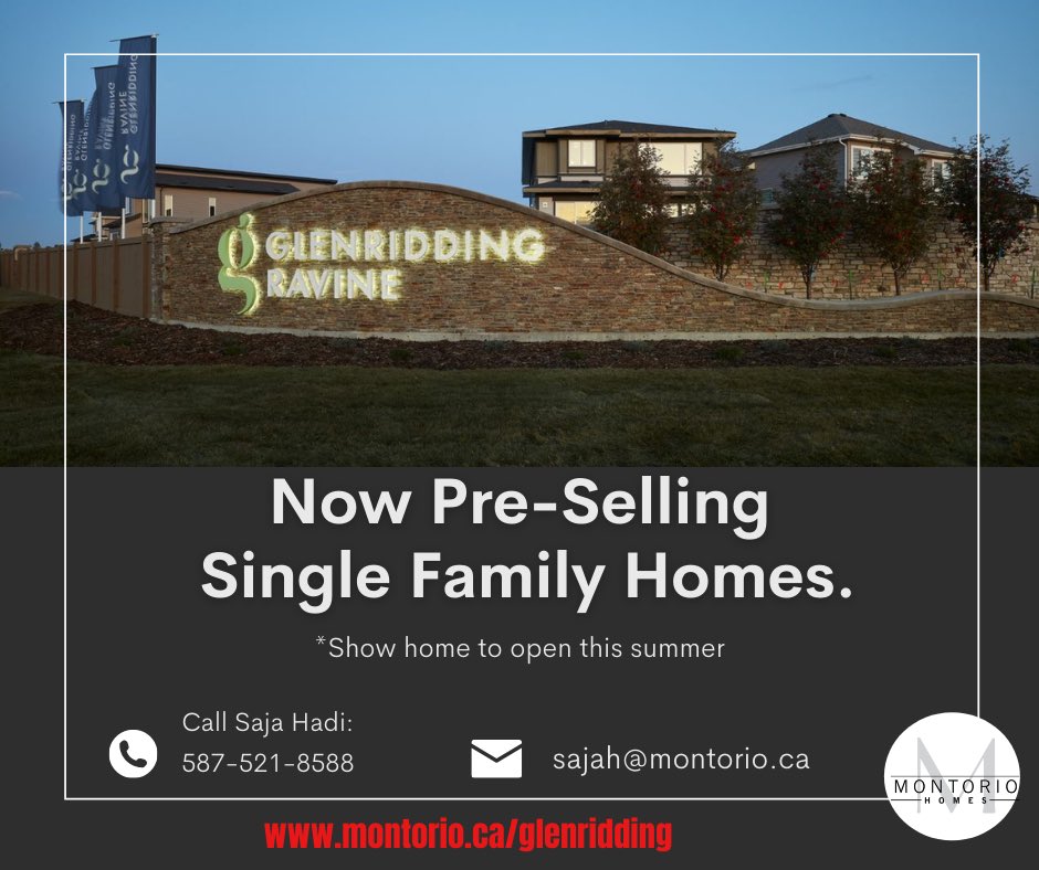 MontorioHomes's tweet photo. We are now pre-selling single family homes in Glenridding Ravine North. Our showhome in this area will be ready this summer. Contact Saja Hadi for more information. https://t.co/D7bolSVyIx