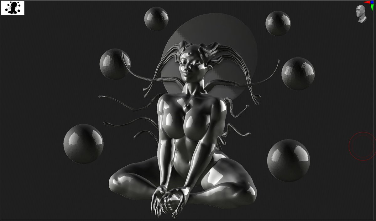 JoyGoodchild's tweet photo. I try to get back into #Zbrush after being away what feels like years. 
I wanted to make something round and flowy, so she exists now. 
#gamedev #screenshotsaturday 
#sculpture #Alien https://t.co/vGncYr5gow