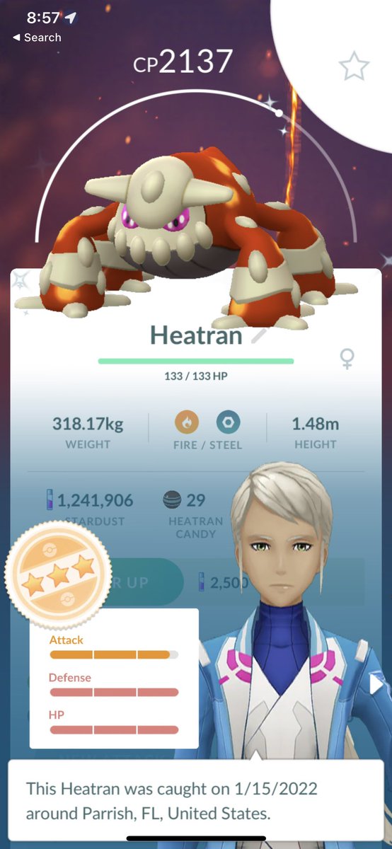 ProfessorPKmon's tweet photo. Well this isn’t a bad GBL reward! #shiny #heatran #pokemonGo https://t.co/onIIccJefI
