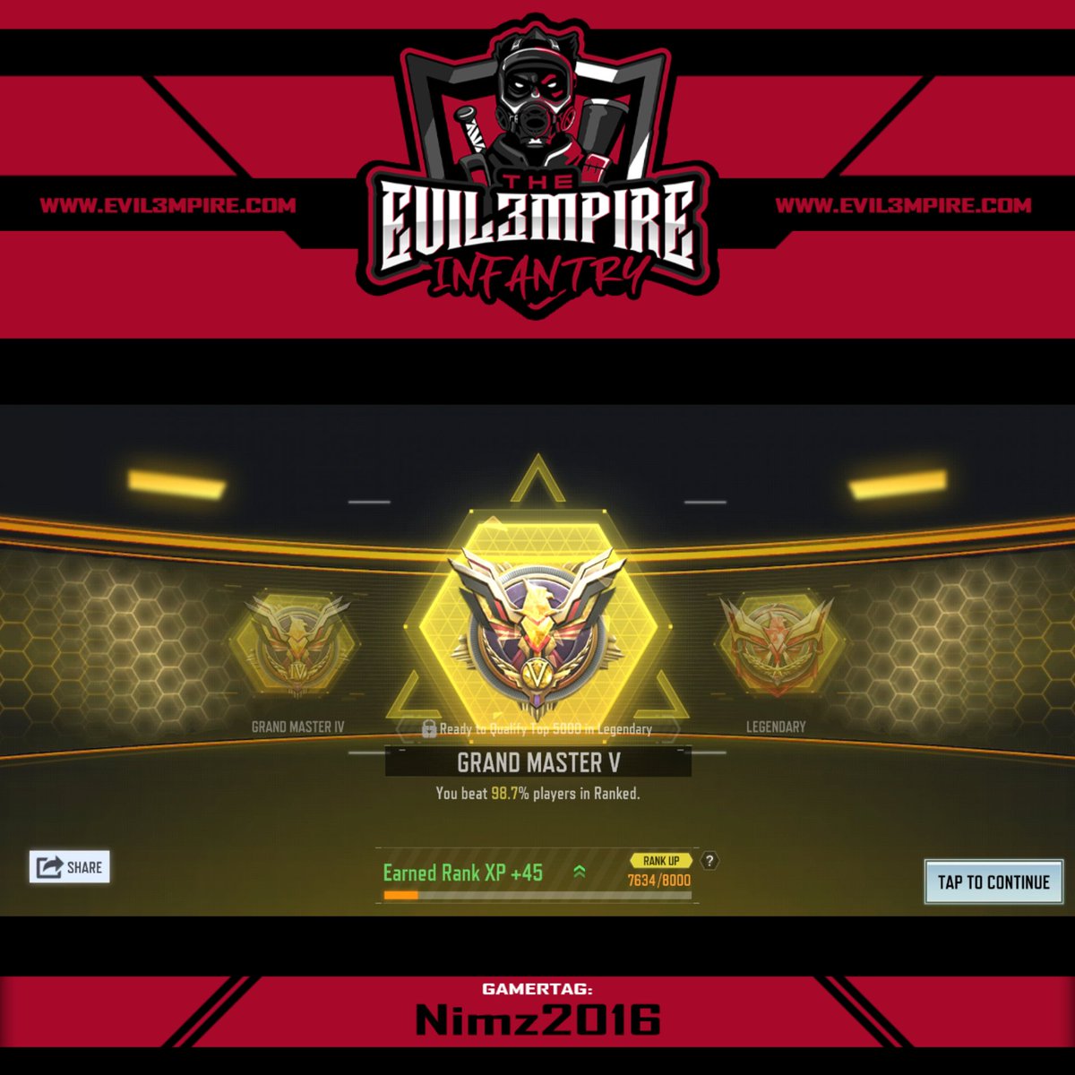 Nimz2016's tweet photo. Woo hoo almost there!!! 🔥🔥🔥 and I got called a Milf as a compliment 🤣🤣😝😝 @EVIL3MPIRE_ ❤❤ #CoDMobile #callofdutymoblie #CODM #snd #roadtolegendary https://t.co/wpAy7xXnNj