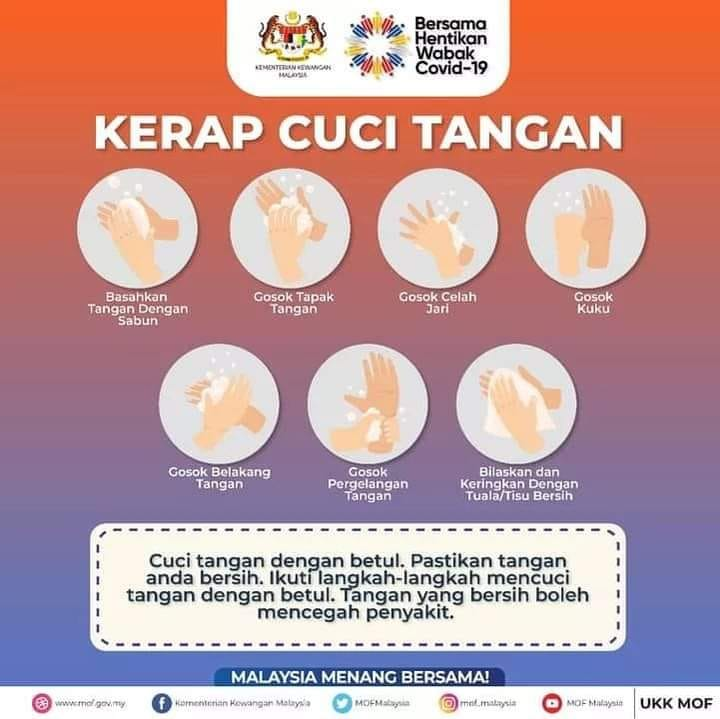 PediRishah's tweet photo. Cuci tangan dengan betul.Pastikan tangan anda bersih dan ikuti langkah-langkah mencuci tangan dengan betul.

#KeluargaMalaysia 
#MenangBersama https://t.co/Dfqd8ihh76