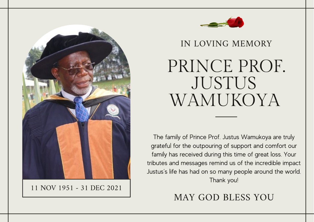 _KARMAKENYA's tweet photo. Please receive this message of gratitude from the family of the late Prof. Wamukoya. https://t.co/5AcK281odu