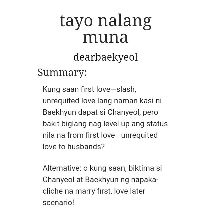 bbaekuchan_'s tweet photo. padaan!! this is me attempting to write again 😂, ito na yung cliche na marry first, love later at failed attempt at humor prompt na hindi naalis sa utak ko.

I offer you a new filo cb fic! (sana matapos ko?!) 

chapter 1 is already posted (4k words)

🔗: https://t.co/2cV8tWMu28 https://t.co/bvdcPz7VE5