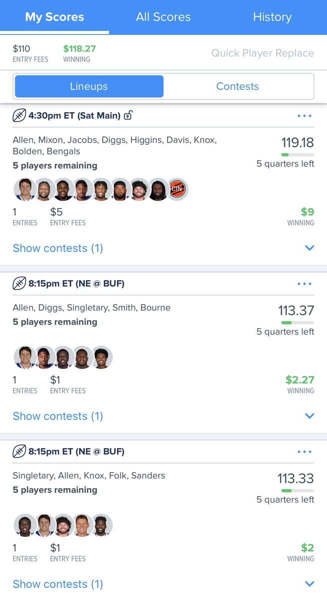 PerfectPicksDFS's tweet image. We may be biased because of our $38K takedown during last year’s playoffs, but genuinely think the #NFL playoffs are the best #DFS slates of the entire year! No takedown tonight, but 266th out of 238,095th w/ a small profit ain’t half bad! DM to run it right back w/ us tomorrow!