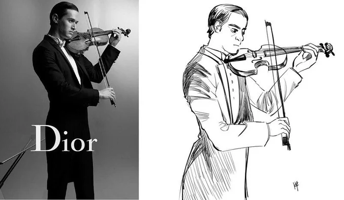 I listen #violin and the poses are so cool i have to draw #CLIPSTUDIO #drawing #Inktober 