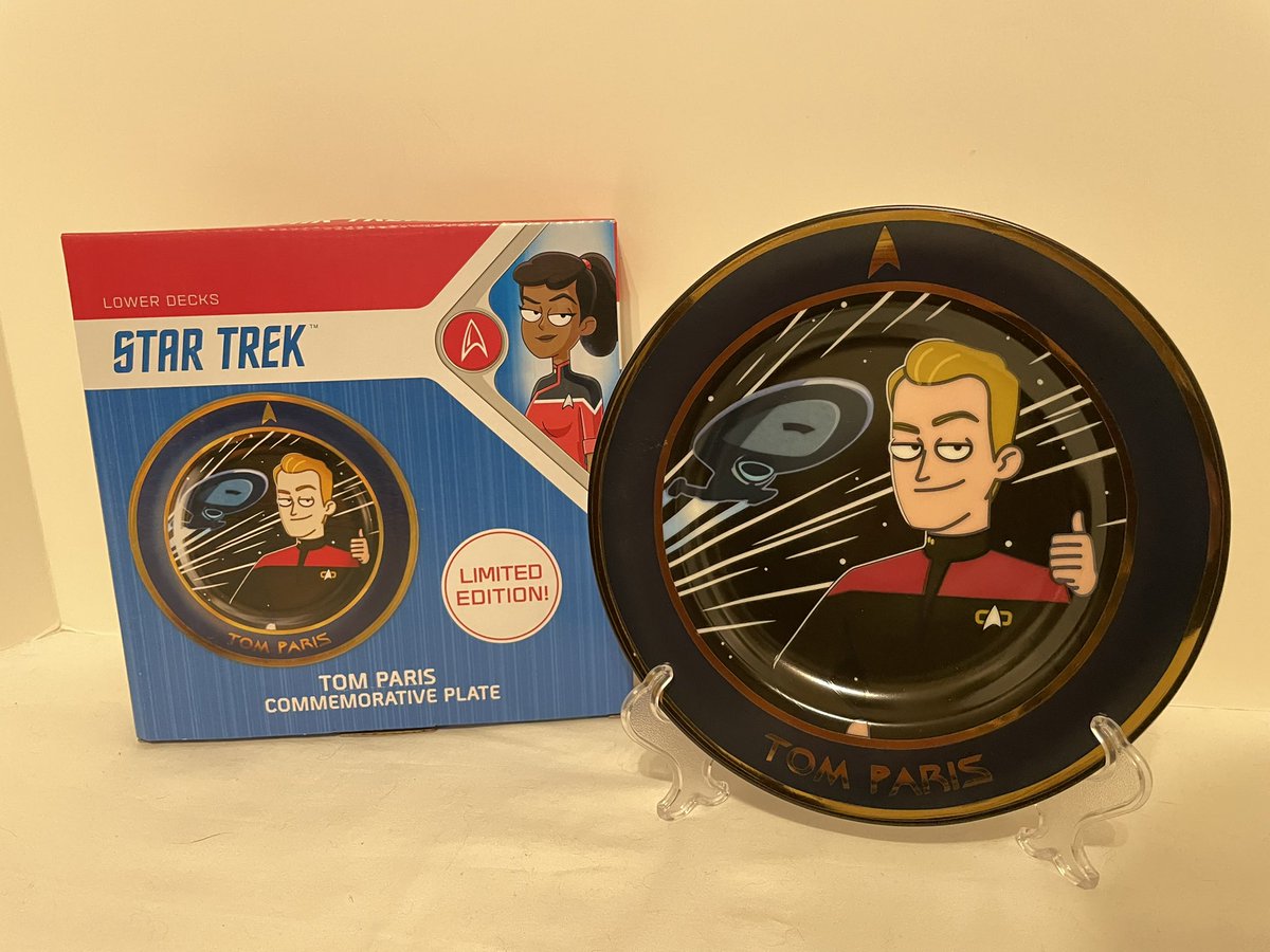 1TrekFan's tweet photo. On another note
🎶 Look 🎶 what 🎶 I 🎶 got 🎶
It was a long wait for the @TrekUnlimited #StarTrekLowerDecks #TomParisPlate from holding the prototype at #STLV last August. But it’s beautiful. Can’t wait to get @robertdmcneill to sign! Thanks @MikeMcMahanTM for the collectible! https://t.co/Pr2B02OSOV