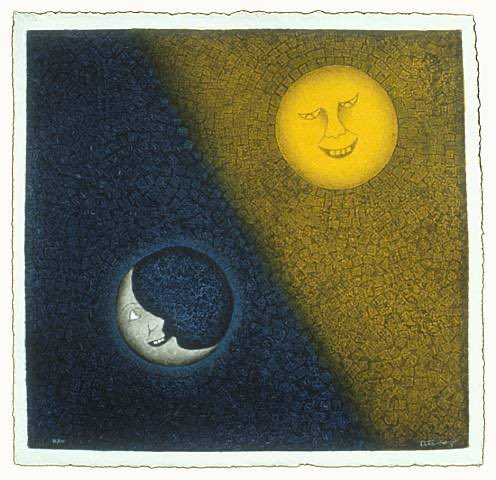 Arteymas_'s tweet photo. Luna y Sol, 1990, Rufino Tamayo https://t.co/J1butwllDy