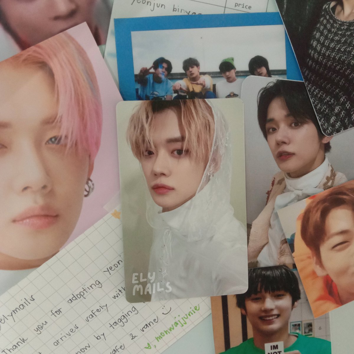 elymails's tweet photo. — #elymails ❥ yeonjun fanlive / binyag . . . .ᐟ 

✿ hi, @monwajjunie ! thank you for the effort to bring yj home to me and for the smooth transaction. ++ i really had fun unboxing this parcel. btw, im lost for words about the sticker freebies >< ☁︎
#mwjproofs https://t.co/5BKaf4Ap1d