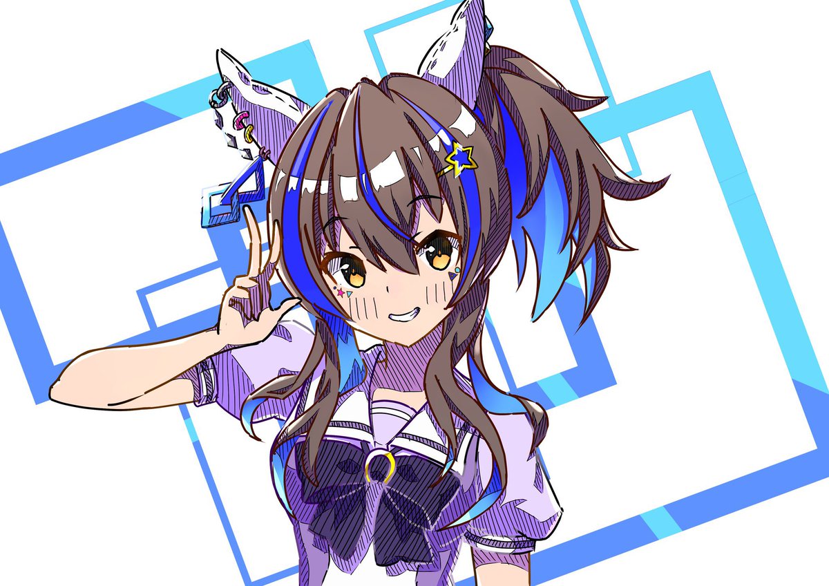 tokai teio (umamusume) 1girl animal ears horse ears one eye closed horse girl tail long hair  illustration images