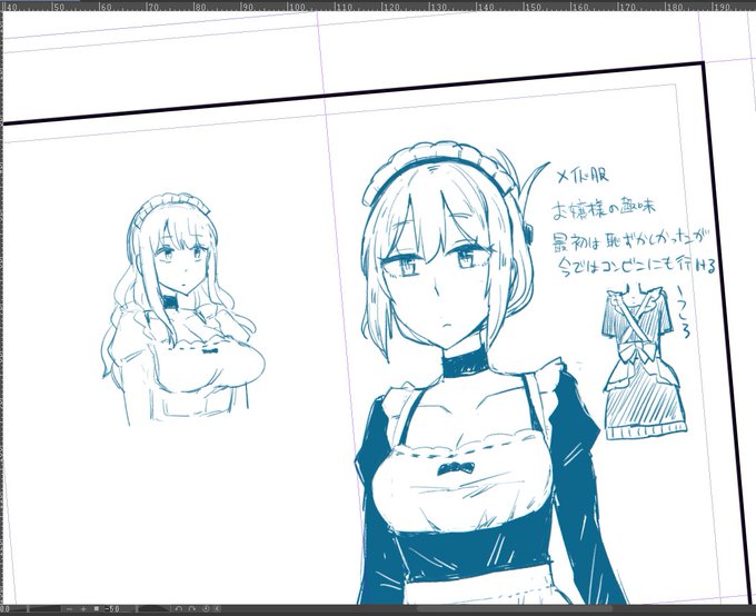 同人誌版作成中 服のディテールが決まってなかったので改めてこんな感じにしようかと 