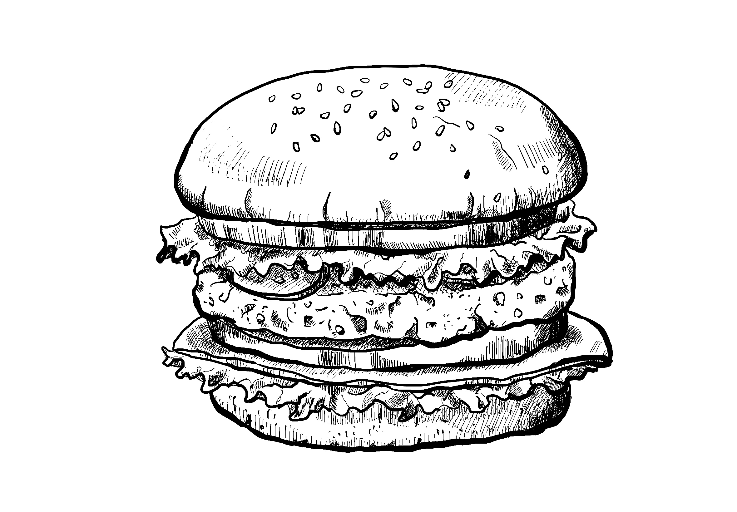 Meri Nakajima イラストレーター もう一つ線画にチャレンジしてみました 大好きなピクルスを入れてます ハンバーガー 線画 ハッチング イラスト Illustration Hamburger T Co Wbtkcuwja6 Twitter