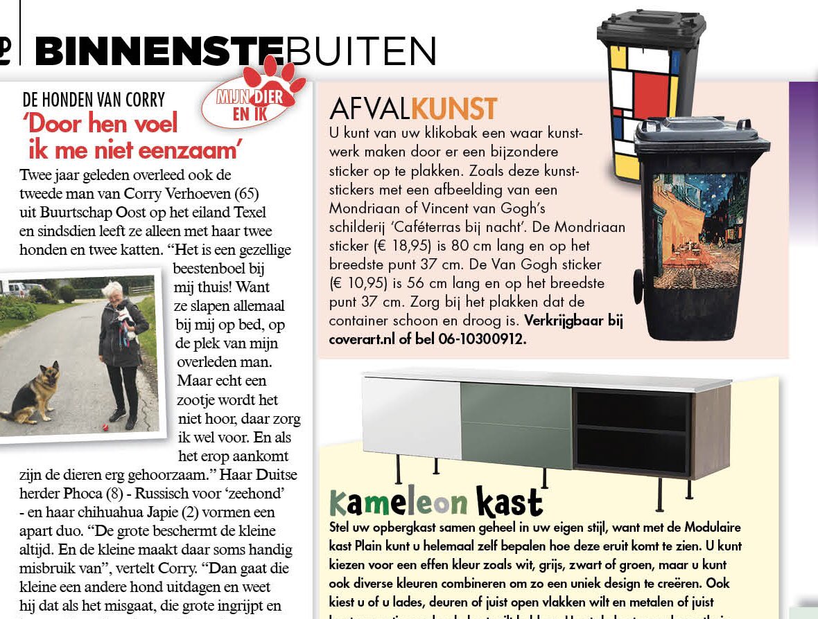 CoverArtPrints's tweet photo. CoverArt in de #Max mooie combinatie en leuk artikeltje! #afvalkunst #klikosticker #containersticker #huisnummerstickers https://t.co/2HucEXzMJz