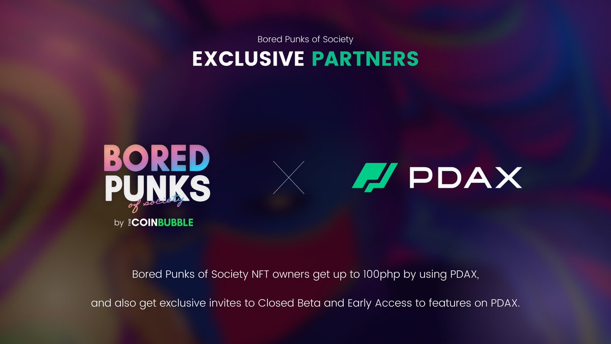 boredpunksoc's tweet photo. Bored Punks of Society x PDAX 

Trade your digital assets backed with dedicated local support and competitive prices at PDAX with Bored Punks of Society!

Enjoy up to 100 PHP upon sign-up, an EXCLUSIVE ACCESS to Closed Beta, and an EARLY ACCESS to features to ALL BPOS NFT owners! https://t.co/QEJxc8G44i