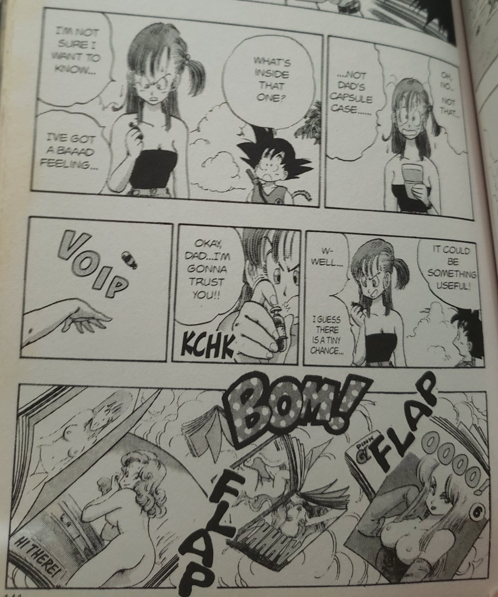 ElisaJGCC's tweet photo. "Weird.. How come they're naked if they're not taking a bath?"

Goku looking at Dr. Briefs adult magazines in Chapter 70 of Dragonball 

#DBQuotes #Goku #Bulma #Dragonball https://t.co/hGLY5X5dVS