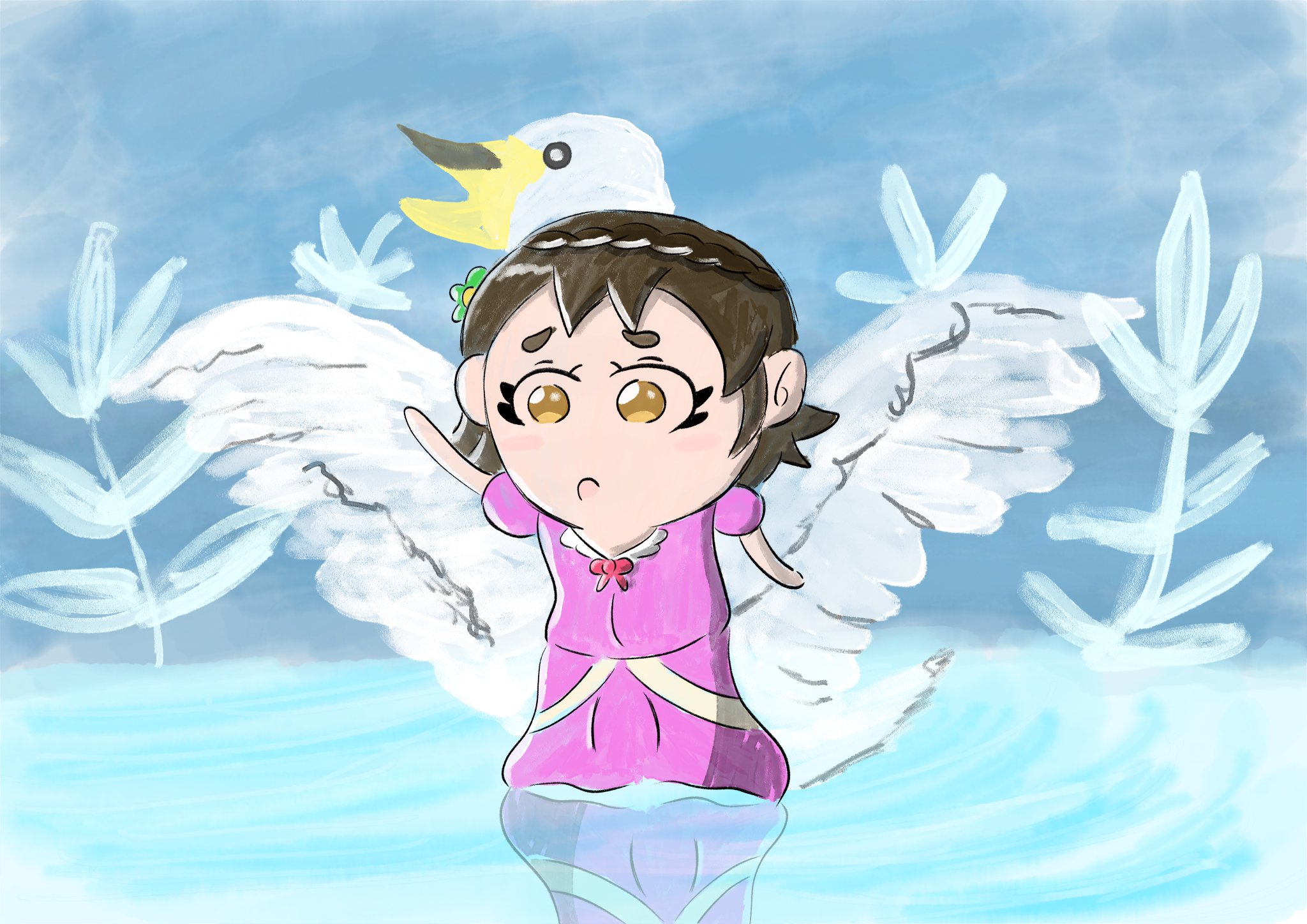 Aki かわいい子供 動物イラスト描きます Auf Twitter バレエ 白鳥の湖 のオデット姫 久しぶりに童話のイラストが描きたくなり 白鳥の 湖 を選びました アートチックで切ない感じにしようとパステル画風にしました イラスト かわいいイラスト Illustration