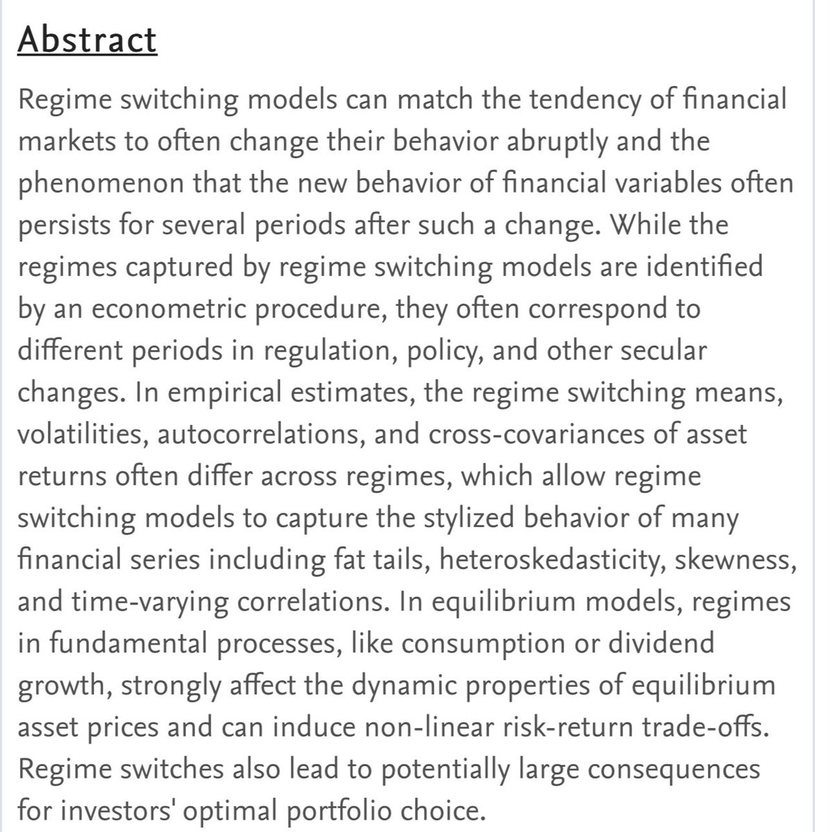 Regime Changes and Financial Markets (2011)  https://papers.ssrn.com/sol3/papers.cfm?abstract_id=1890003