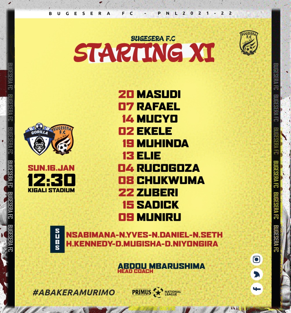 Bugesera_fc's tweet photo. ๐ฅOur starting XI #GORBUGโฝ๏ธ https://t.co/LvD6ewy4NL