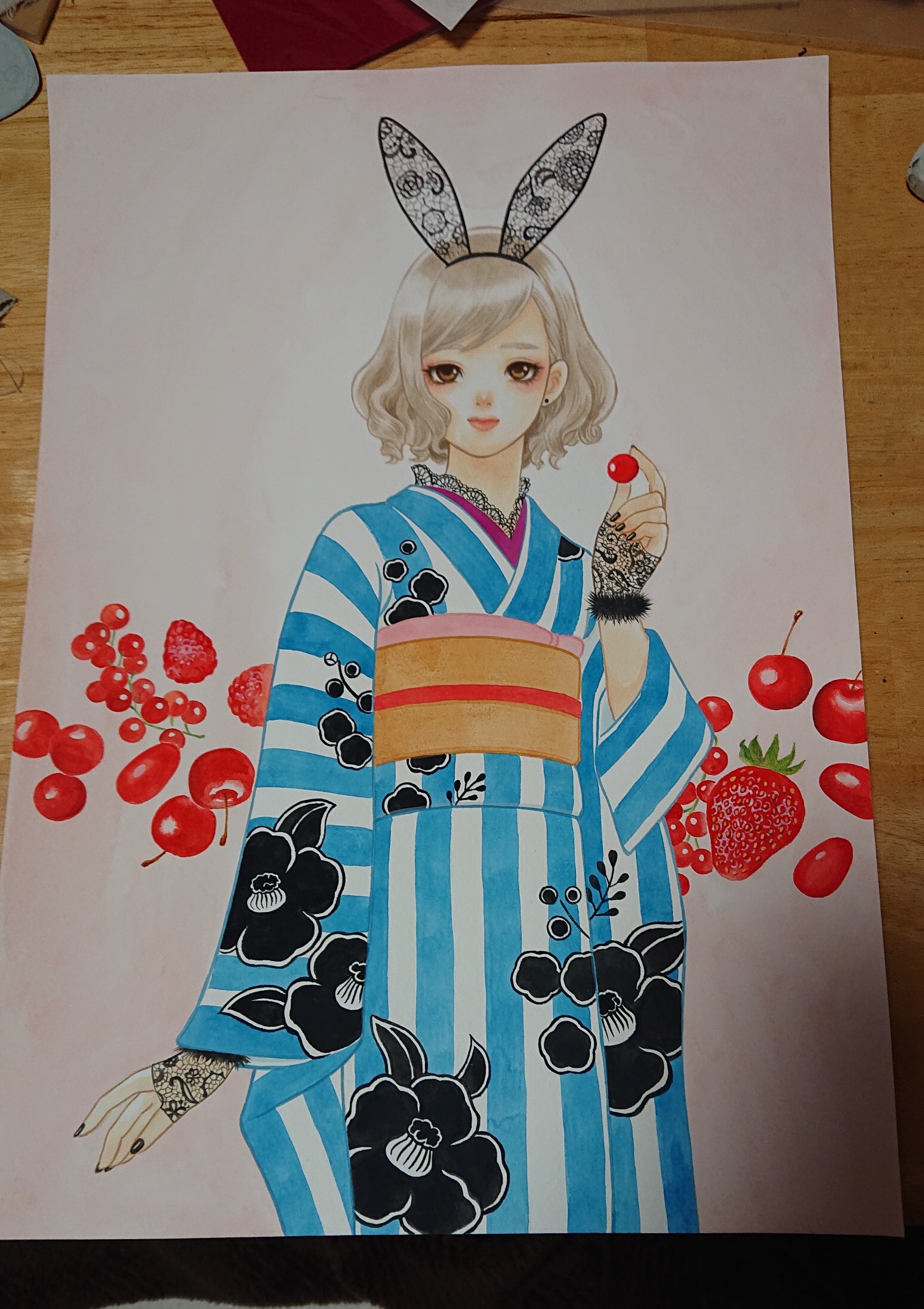 まつしたきょうこ なんだか かわいくて カッコいい女の子を 描きたくて 女の子のイラスト 和風モダン うさ耳 T Co Cl8a1pdngd Twitter