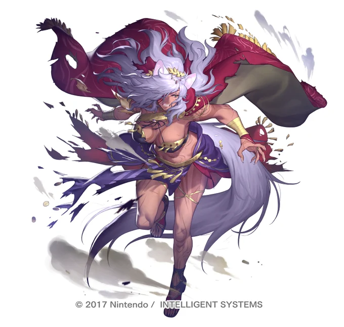 【FEH】ファイアーエムブレムヒーローズにて「ハタリの熱風ニケ」のイラストを担当させて頂きました! 1/17から開催される超英雄召喚イベント「幻の女王」で実装との事ですので、よろしくおねがいしまーす!褐色!! #FEヒーローズ 