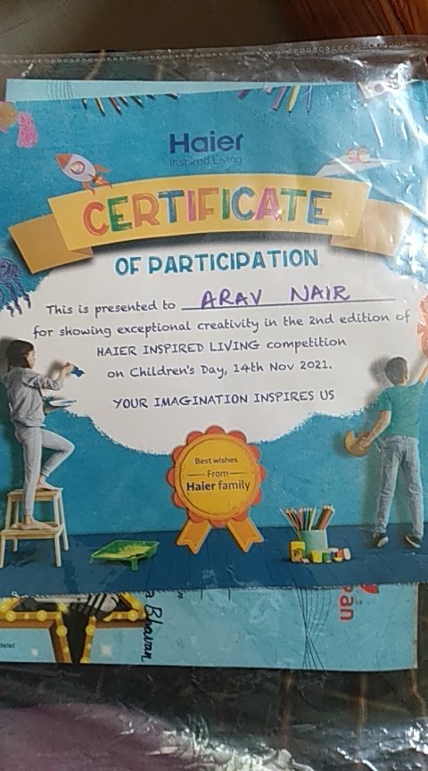 Live_let_liv's tweet photo. @mittal_6789 Txs Haier for the motivation to my  5 yrs old son... https://t.co/DhaxIea5qt