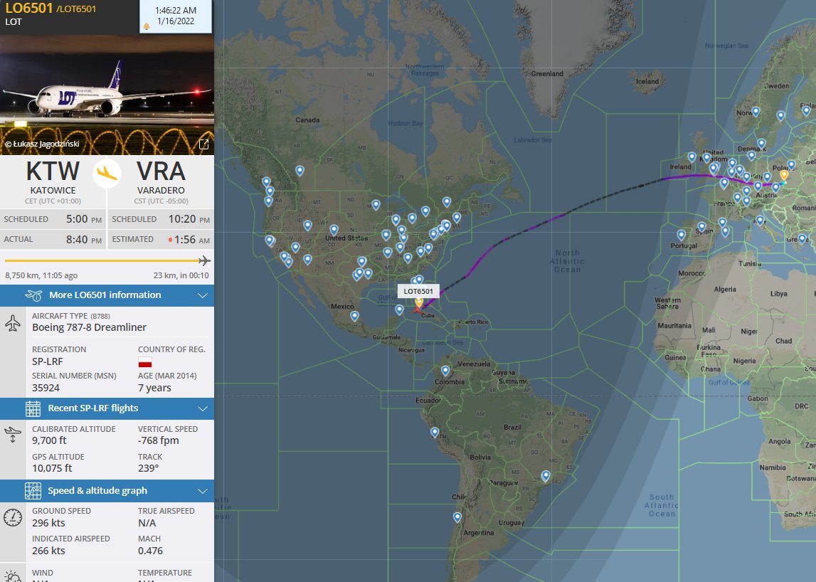 FlconEYES's tweet photo. Polonia a Varadero
Boeing 787-8 Dreamliner
#SPLRF
#48AE05
#HappeningNow #OSINTCuba #cuavion #Cuba #15ne https://t.co/22UyC6iPXG