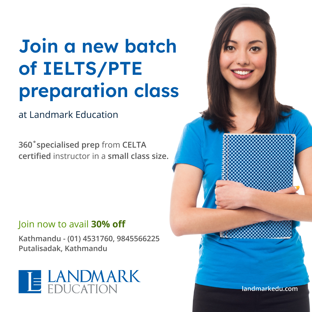 If you are taking #IELTS or #PTE exam, join the new batch of IELTS/PTE preparation classes at Landmark Education with a 30% discount.