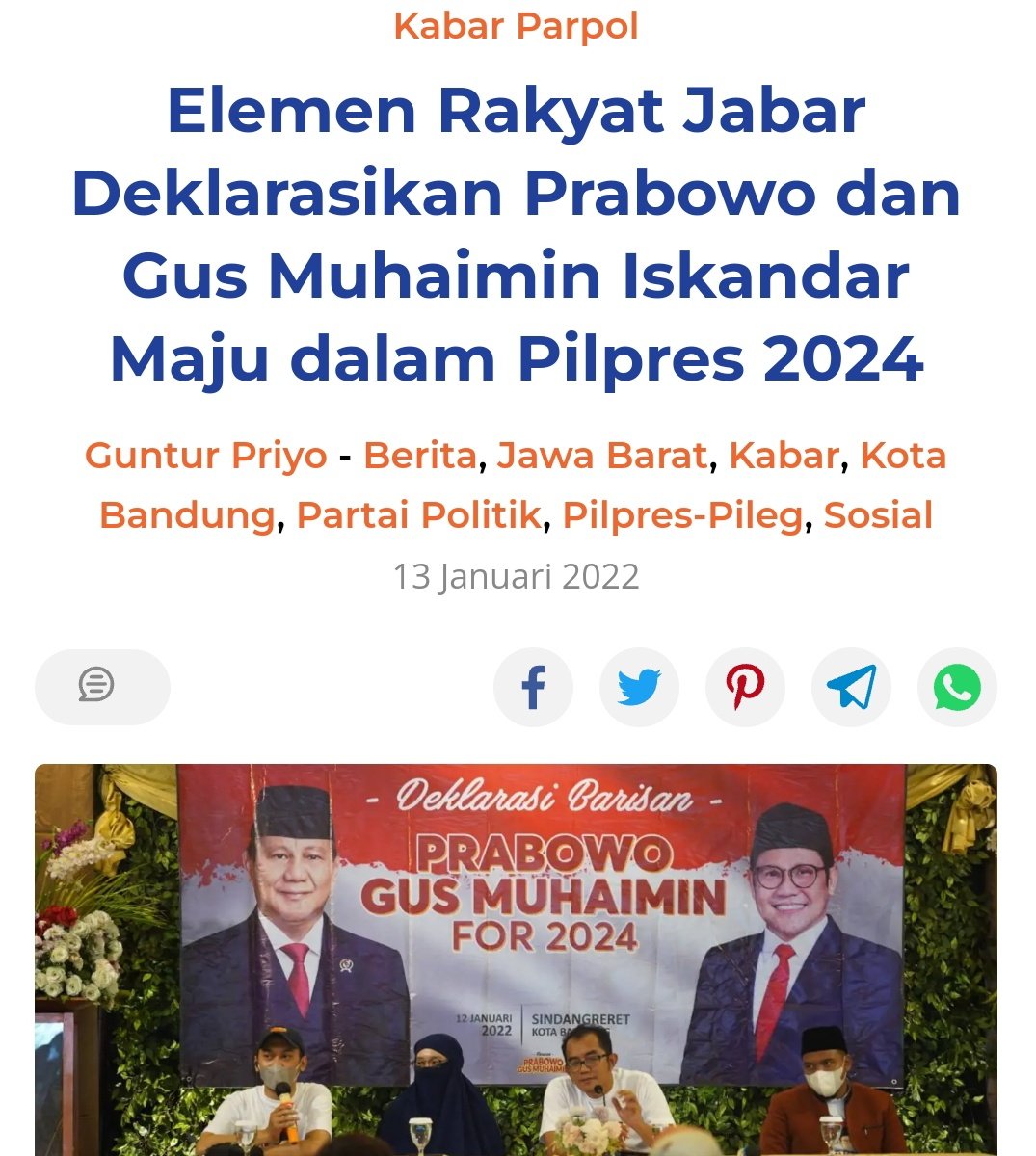 Elemen Rakyat Jawa Barat (Jabar) melaksanakan Deklarasi mendukung Prabowo Subianto dan Gus Muhaimin Iskandar maju sebagai pasangan Calon Presiden (Capres) dan Calon Wakil Presiden (Cawapres) pada Pemilihan Presiden (Pilpres) 2024 mendatang.
#PKB #GusMuhaimin
