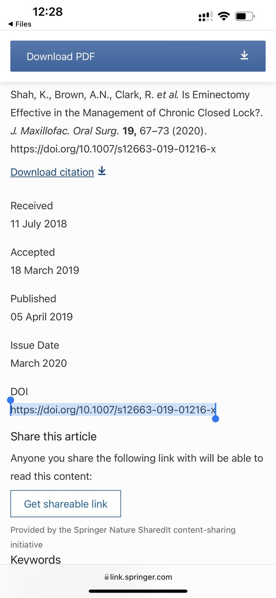 Amit Dhawan (@surgamit) on Twitter photo Research update -2: <a href="/JMOS_Official/">Journal Of Maxillofacial & Oral Surgery</a> <a href="/aomsiOfficial/">AOMSI (Asso. Oral & Maxillofacial Surgeons India)</a> <a href="/MaxfactsAOMSI/">maxfacts.aomsi</a> #openaccess Title: Is eminectomy effective in chronic closed lock. Download link doi.org/10.1007/s12663… Happy reading: editor JMOS Research update -2: <a href="/JMOS_Official/">Journal Of Maxillofacial & Oral Surgery</a> <a href="/aomsiOfficial/">AOMSI (Asso. Oral & Maxillofacial Surgeons India)</a> <a href="/MaxfactsAOMSI/">maxfacts.aomsi</a> #openaccess Title: Is eminectomy effective in chronic closed lock. Download link doi.org/10.1007/s12663… Happy reading: editor JMOS