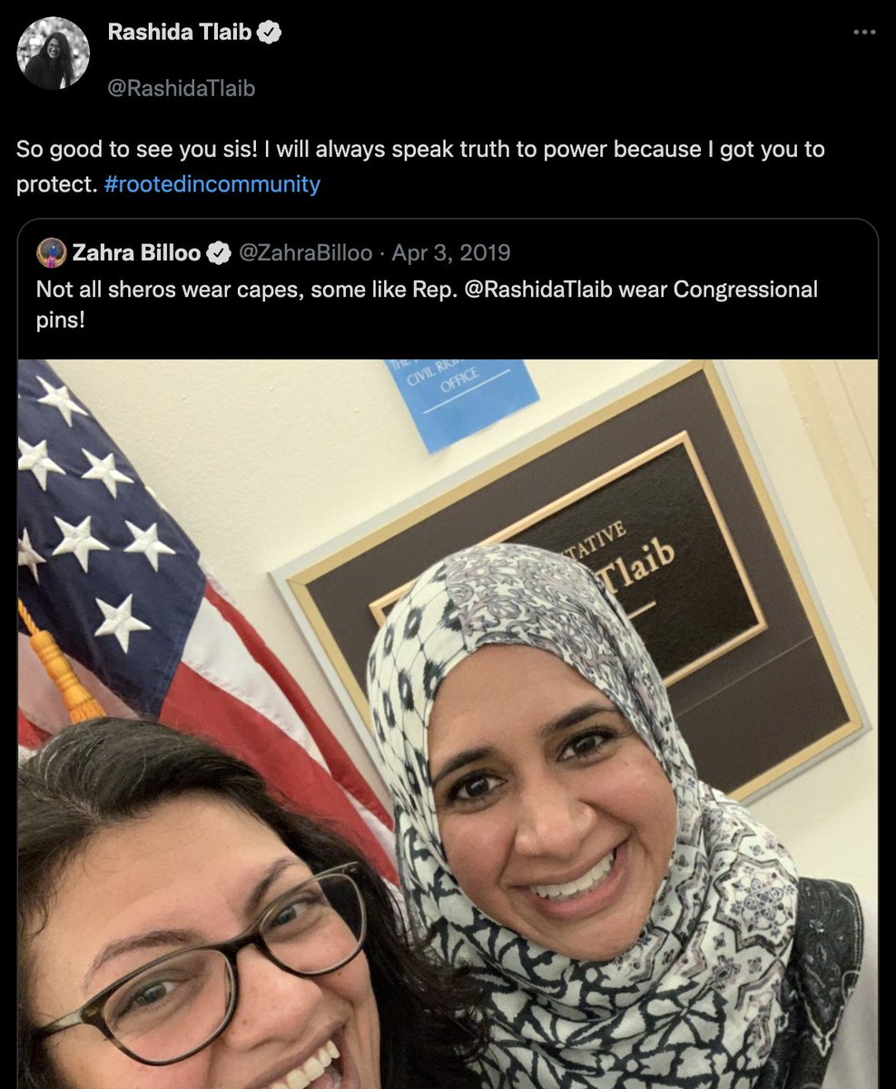 Rarushka's tweet photo. @MrAndyNgo @CAIRNational @lsarsour The woman in the picture inciting violence against Jews, Zahra Billoo also happens to be best friends with Rashida Tlaib, who aids CAIR and its antisemitic practices. https://t.co/Ys8Xwi4RZ6