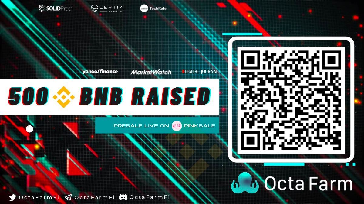 Congratulation everyone,

We hit 500 BNB and this wouldn't be possible without your true support. we are heading toward softcap in a while. Our leadership has no second thought to cancel this presale
#octafarm #BNB #bsc #binance #compoundstaking #autocompounding #staking #Presale