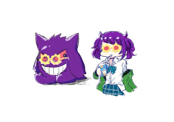 tanaka mamimi 1girl purple hair jacket twintails juice box skirt school uniform  illustration images