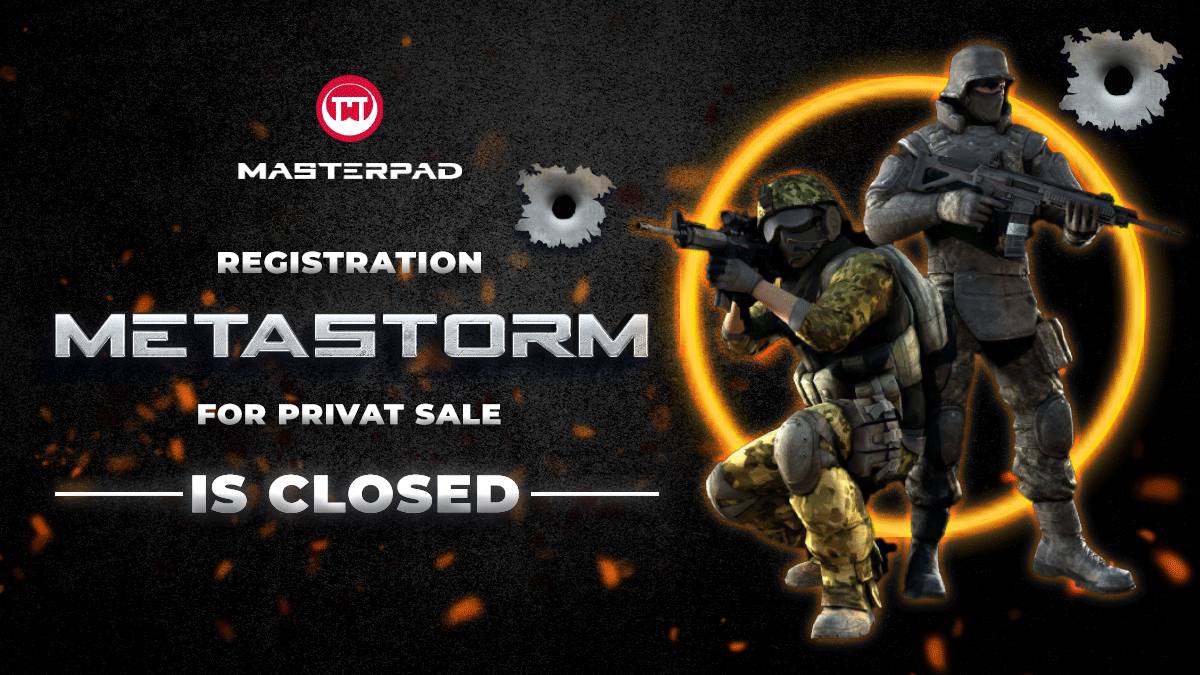 💥Registration for METASTORM IDO is officially CLOSED

Thanks to everyone who participated in registering for IDO!🚀

In an hour we will publish the winners of the White List. There you can find the size of the allocation that you have been assigned.

⚡IDO starts at 17:00 UTC