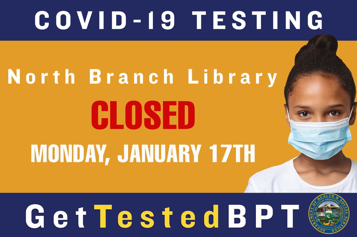joeganim's tweet photo. The test site at North Branch Library will be closed Saturday, January 15th and Monday, January 17th.
For more testing sites visit https://t.co/v0P8butiC7
#BPTUpdates #BPTTesting #Coronavirus #CovidTesting https://t.co/LkwlxUkpL8