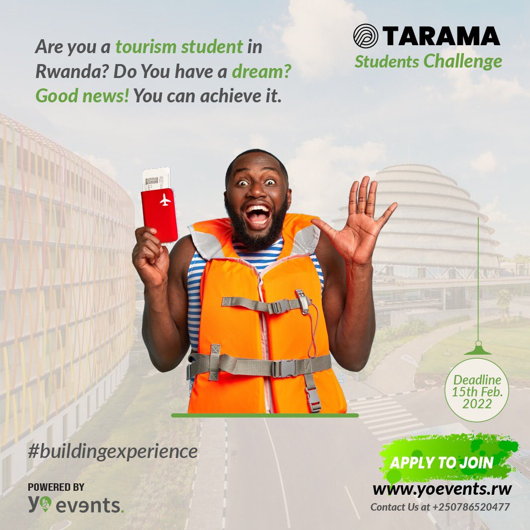 YoEvents_rw's tweet photo. #TaramaStudentsChallenge comes as more than a challenge. It’s a holistic approach to empowering students to enter the market place ready to succeed. Apply and join the challenge. Link: 👇
 
https://t.co/KENh3IpnU7 https://t.co/N32bOLTMIC