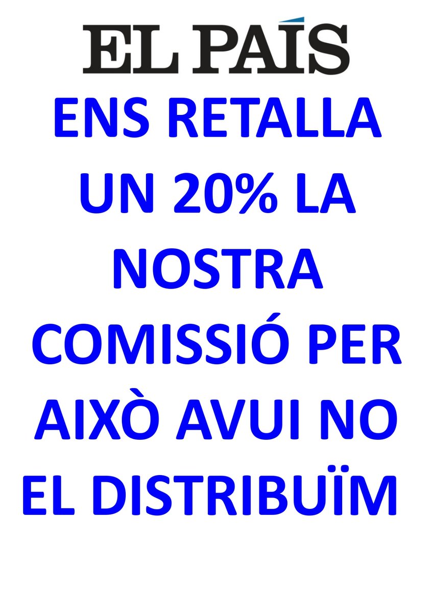 QuioscBcn's tweet photo. EL PAÍS fa una retallada als més pobres de la cadena humana que ha fet possible la seva arribada a cada racó, a cada família, a cada persona, a cada intelecto...
#pobresamoral #FAQSmatchballTV3 https://t.co/p43BcnIHoP