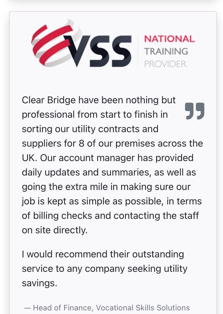 BridgeClear's tweet photo. We’ve built a strong relationship with  @TrainingWithVSS . As they continue to grow, we’re on hand to help them to manage their #Utilities and #Telecommunications cost https://t.co/azNS5p2FbA