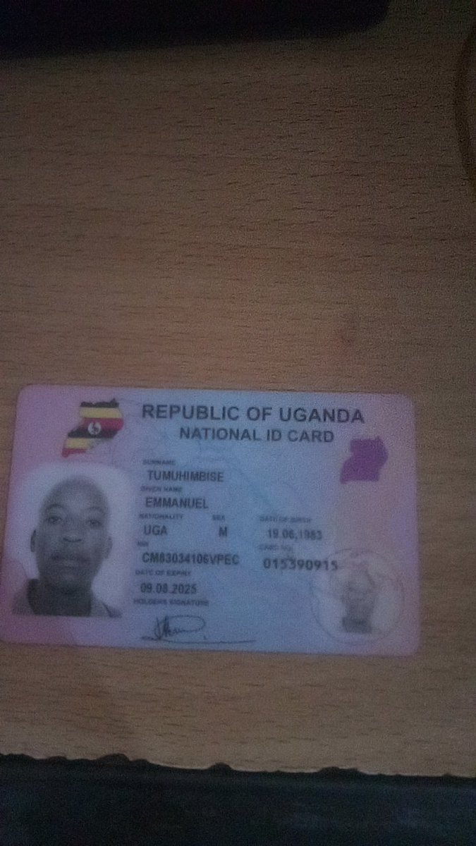 mosesmagick's tweet photo. @NIRA_Ug @Jerryisraelz I picked this guy's i.d please if you can contact him on his phone. Am at kireka fortebet he can come and pick it or contact me on 0771622119 https://t.co/Y46CXVVWPr