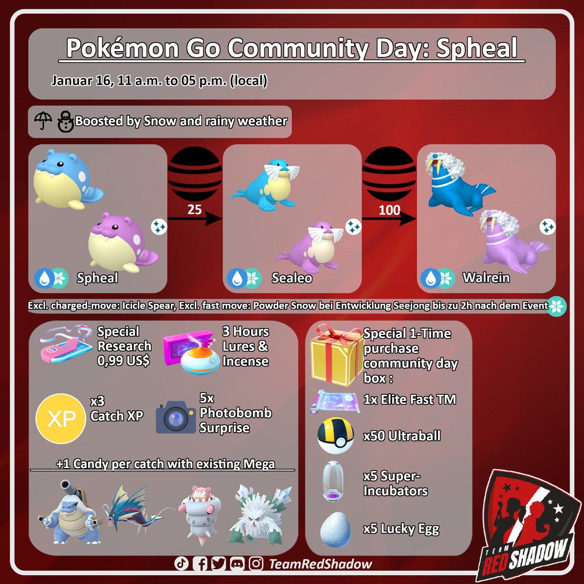 KannstexKnicken's tweet photo. Wünsche allen
einen schönen C-Day
Viel Erfolg 🍀🍀💯✨🎉
#PokemonGo
#PokemonGoFriends
#PokemonGoApp
#pokemoncommunity
#CommunityDay #Seemops #Spheal
#TeamRedShadow https://t.co/LToq2JcEIy