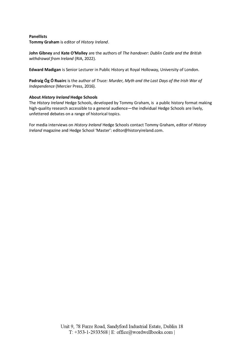 The HANDOVER is TODAY. 
To learn about the significance, the physical and psychological place of the Castle in Ireland, join Tommy Graham in discussion with @gibneyjfp, <a href="/KOM_acc/">Kate O'Malley</a>, <a href="/MadiganEdward/">Edward Madigan</a> &amp; Padraig Óg Ó Ruairc.
Spotify: open.spotify.com/show/3iHJDHFZj…  
HI: historyireland.com/podcast-channe…