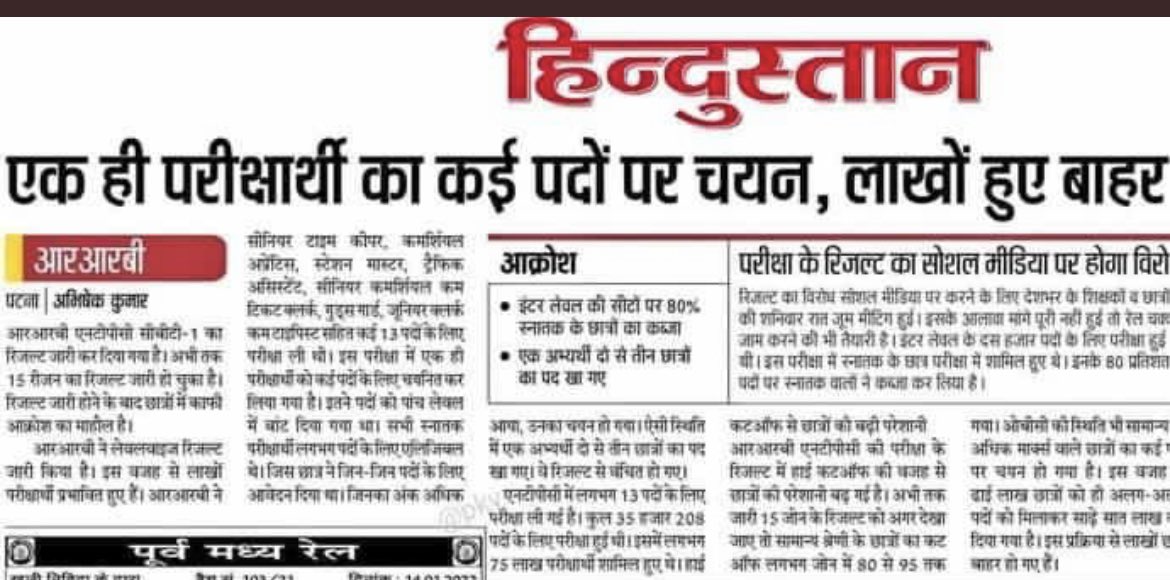kajalsihag1's tweet photo. #RRBNTPC_Scam
#improve_ntpc_result 
#RRBNTPC_Scam  not acceptable,
 Don't give clarification, same students passed CBT-1 in each level,We want to revised results. https://t.co/yuATRg8ETu